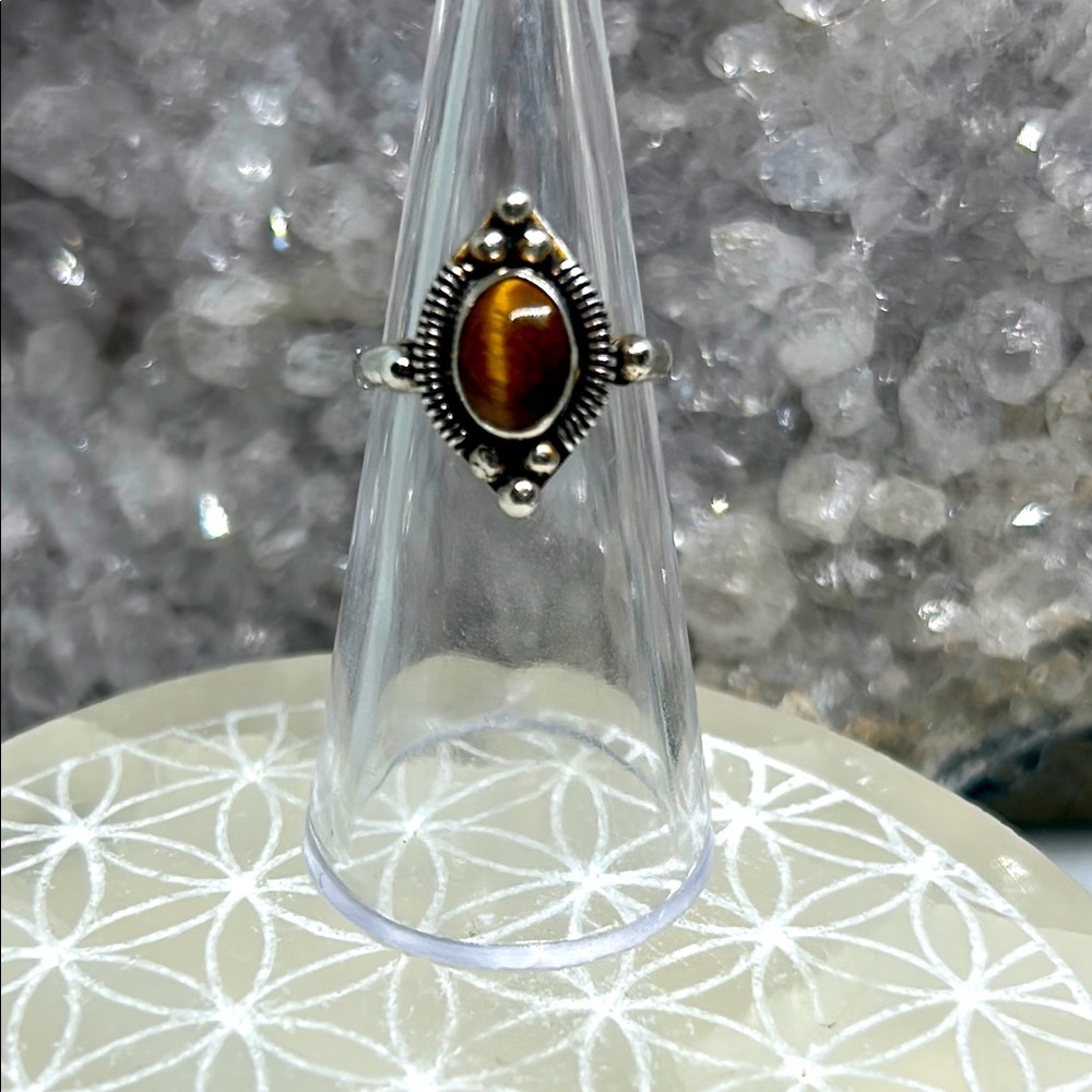 Vintage Silver Ring with Tiger Eye  Stone